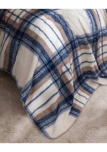 Varnelle Çift Kişilik Sherpa Battaniye - Ekru/indigo fırsatları