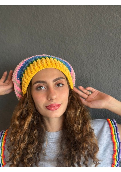 El Örgüsü Kadife Kadın Bere