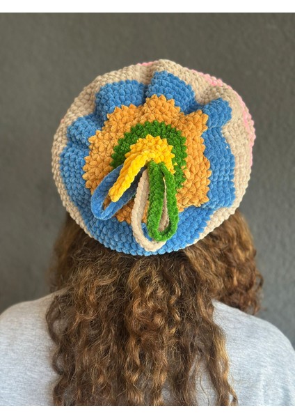 El Örgüsü Kadife Kadın Bere modelleri