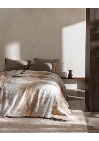 Lemoza Çift Kişilik Jakarlı Pamuklu Battaniye - Renkli