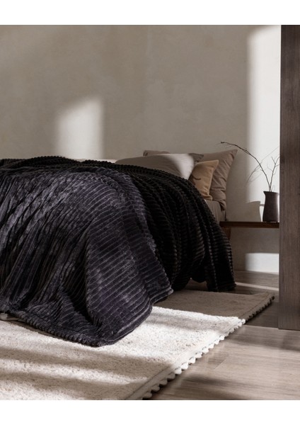 Corbeau Tek Kişilik Welsoft Düz Battaniye - Antrasit modelleri