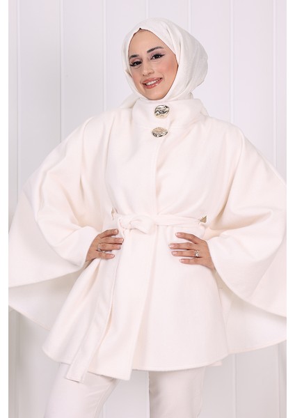 70060 Düğme Detaylı Panço Ekru indirimleri