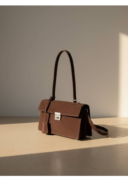 Yumuşak Hakiki Deri Süet Orta Boy Omuz Çantası