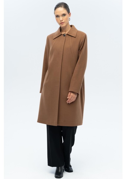 Gömlek Yaka Punto Detaylı Büyük Beden Kaban Taba 3117 fiyatları