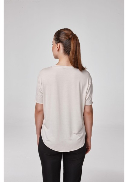 Kadın Taş Kısa Kollu Yuvarlak Yaka Modal Basic Tişört C1T2N5O2 fiyatları