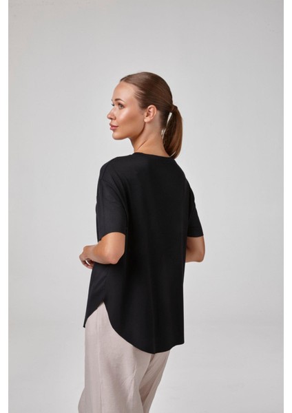 Kadın Siyah Kısa Kollu Yuvarlak Yaka Modal Basic Tişört C1T2N5O2 fiyatları