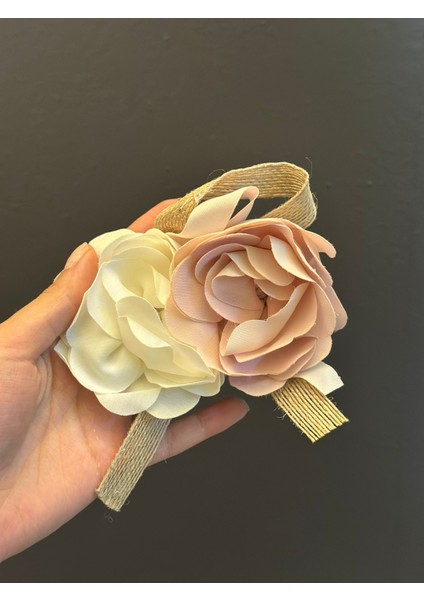 2 Renkli Çiçekli Tasarım Broş Yaka Iğnesi 13X7 cm