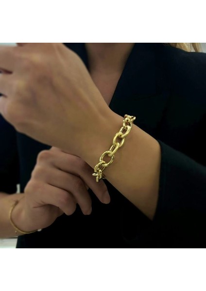Dokulu Parlak Halka Zincir Bileklik - BLK1033