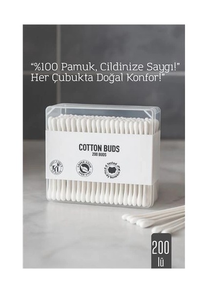 Buğz Bx %100 Pamuk Kulak Çubuğu – 200’LÜ Paket