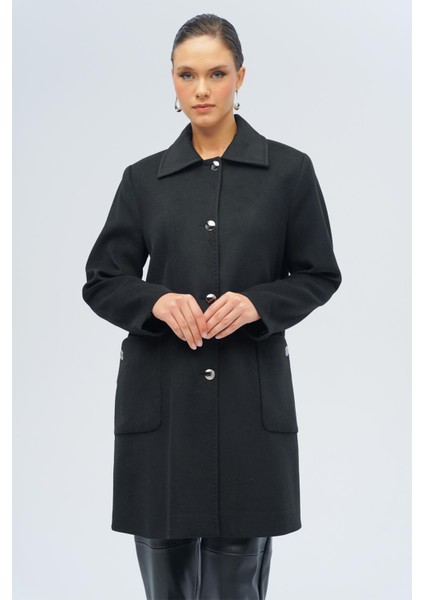 Gömlek Yaka Torba Cep Detaylı Büyük Beden Kaban Siyah 3132 fırsatları
