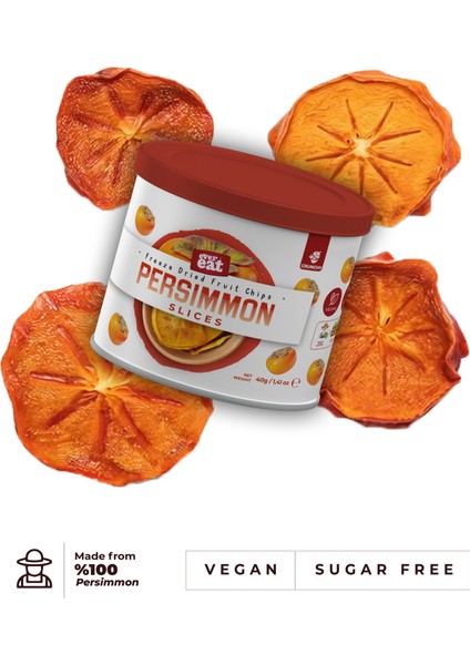 Trabzon Cennet Hurması Kuru Meyve Cipsi - Dondurularak Kurutulmuş Freeze Dried Çıtır Cennet Hurması