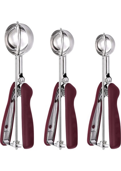 Pişirme Için Kurabiye Kepçesi 3'lü Set, Paslanmaz Çelik Dondurma Kepçesi, Kurabiye Hamuru Kepçesi, Kek Kepçesi, Köfte Kepçesi (Yurt Dışından)