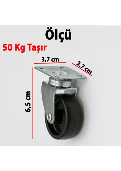 Tablalı Dönerli Mobilya Tekerleği 50 mm Siyah Renk Dayanıklı Yük Taşıma Sanayi Tekeri fiyatları