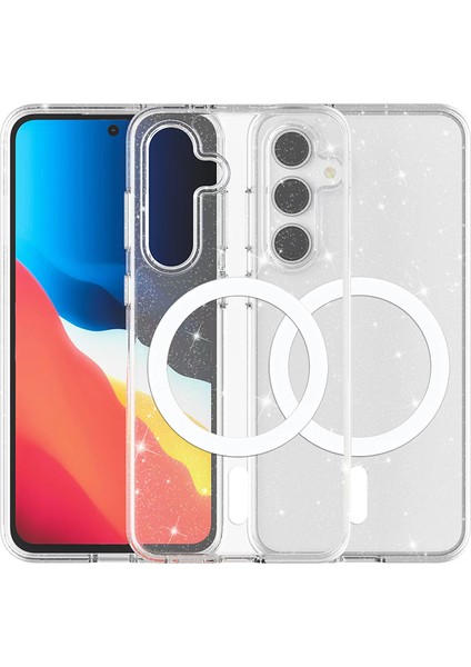 Galaxy S24 Fe Kılıf M-Safe Şarj Özellikli Parlayan Simli Saydam Renkli Allstar Kapak modelleri