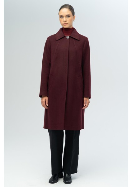 Gömlek Yaka Punto Detaylı Büyük Beden Kaban A.mürdüm 3117 modelleri