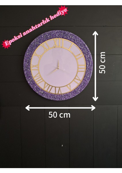 Duvar Saati - 50 cm - Modern Dekoratif Duvar Saati - Epoksi Duvar Saati - El Yapımı Duvar Saati -Şık Duvar Saati