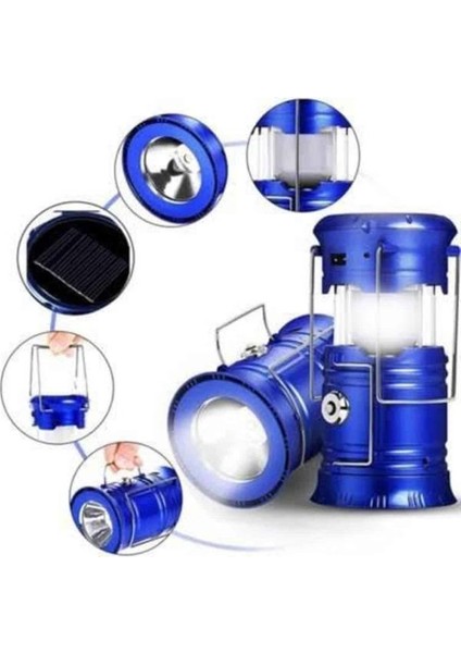 Allzey Kamp Lambası Solar Şarjlı Kızaklı Kamp Feneri LED Lamba Işıldak