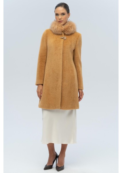 Yakası Çıkabilir Kürklü Özel Çıt Çıt Detaylı Premium Peluş Kaban Kamel 3121-TK modelleri