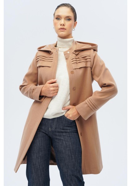 Çıkabilir Kapüşonlu Nervür Detaylı Kaban Kamel 3126 modelleri