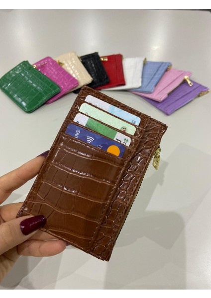 Kroko Desen Fermuar Cep Bölümlü Kadın Kartlık fiyatları