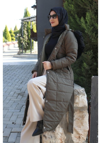 Günlük Kışlık Tam Boy Şişme Kadın Tesettür Mont