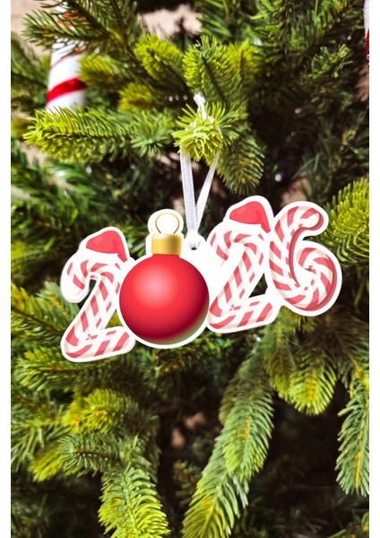 Yılbaşı Ağacı Süsü Candy Cane 2026 Yazılı modelleri