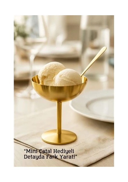 Buğz Bx Gold Inox Çelik Ayaklı Dondurma ve Sunum Kasesi – Tatlı, Lokum ve Sunum Kabı