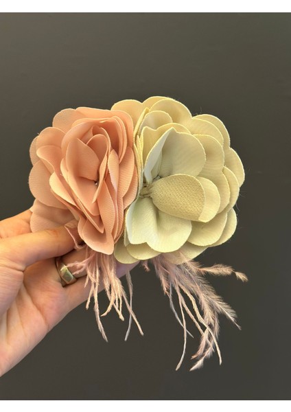 2 Renkli Çiçek Broş Yaka Iğnesi Giyim Aksesuarı 12X7 cm modelleri
