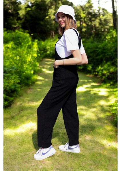 Yazlık Askılı Büyük Cepli Keten Tulum modelleri