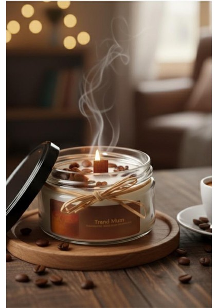 Kahve Dekorlu ve Kahve Kokulu Mum , Hediyelik Mum