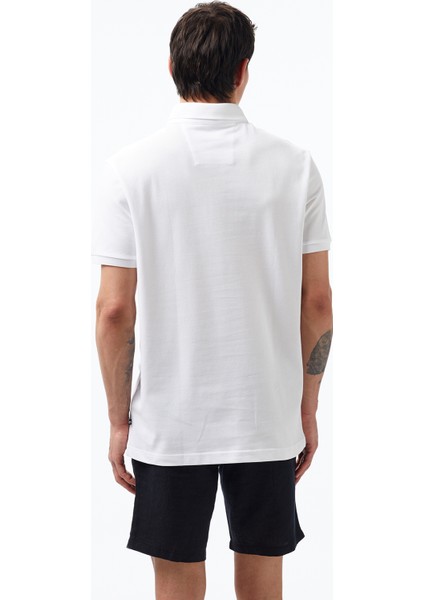 Erkek Beyaz Slim Fit Kısa Kollu Polo Yaka T-Shirt K35062T.1BW