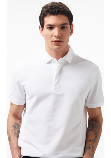 Erkek Beyaz Slim Fit Kısa Kollu Polo Yaka T-Shirt K35062T.1BW