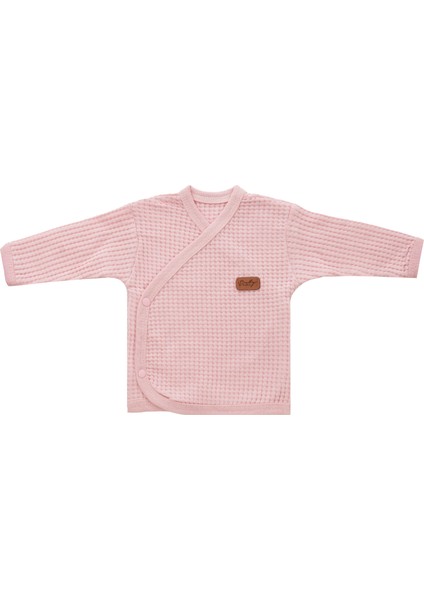 Yeni Doğan Petek Dokulu 7'li Battaniyeli Zıbın Takımı %100 Pamuklu Hastane Çıkışı - Pembe