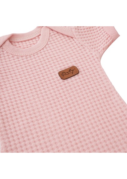 Yeni Doğan Petek Dokulu 7'li Battaniyeli Zıbın Takımı %100 Pamuklu Hastane Çıkışı - Pembe