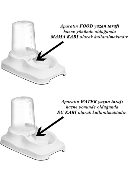 Kedi ve Köpekler için Mama Kabı / Su Kabı Hazneli Kaydırmaz Taban 1,5 Lt Beyaz