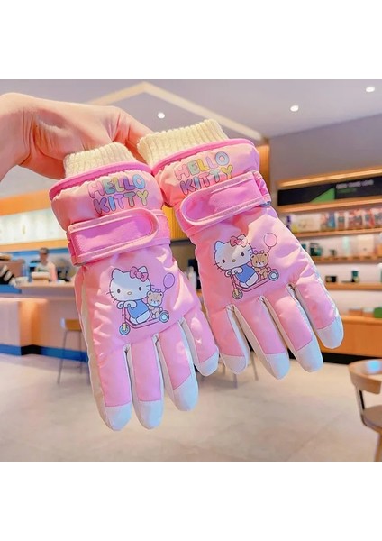 Sanrio Kuromi Çocuk Kayak Elnleri Sıcak Artı Kadife Kalınlaştırılmış Karda Oynayan Kızlar Için Su Geçirmez (Yurt Dışından)