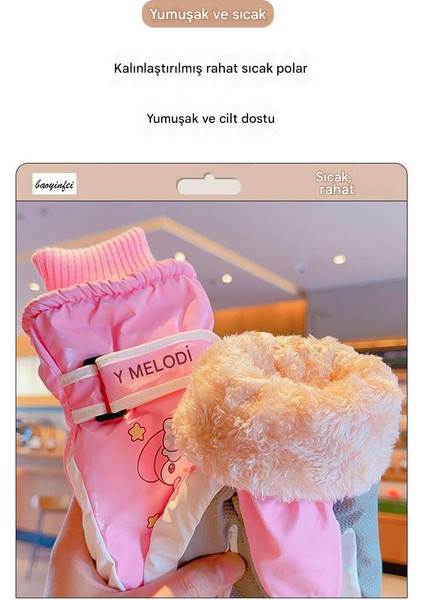 Sanrio Kuromi Çocuk Kayak Elnleri Sıcak Artı Kadife Kalınlaştırılmış Karda Oynayan Kızlar Için Su Geçirmez (Yurt Dışından) modelleri