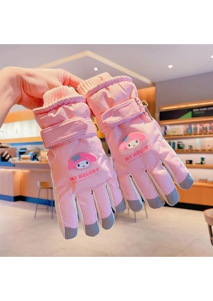 Sanrio Kuromi Çocuk Kayak Elnleri Sıcak Artı Kadife Kalınlaştırılmış Karda Oynayan Kızlar Için Su Geçirmez (Yurt Dışından)