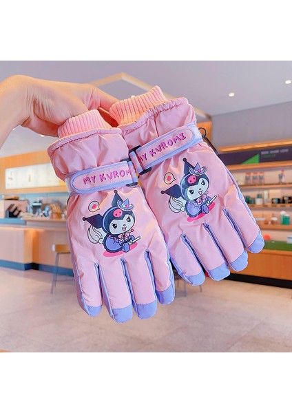 Sanrio Kuromi Çocuk Kayak Elnleri Sıcak Artı Kadife Kalınlaştırılmış Karda Oynayan Kızlar Için Su Geçirmez (Yurt Dışından)