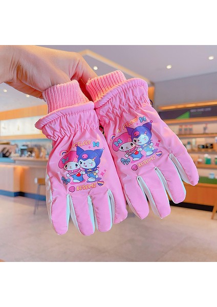 Sanrio Kuromi Çocuk Kayak Elnleri Sıcak Artı Kadife Kalınlaştırılmış Karda Oynayan Kızlar Için Su Geçirmez (Yurt Dışından)