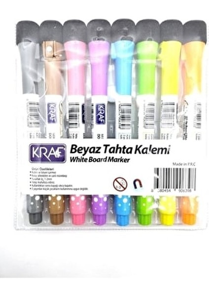 Beyaz Tahta Kalemi Mıknatıslı Silgili 8'li Şeker Pembesi Renkli Yuvarlak Uç 1-2 mm fiyatları