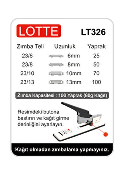Lotte Zımba Makinesi Arşiv Tipi 100 Yaprak Siyah Beyaz Metal Gövde ile fırsatları