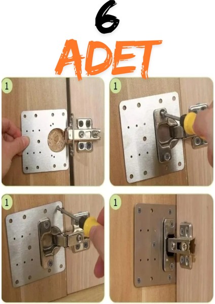 Dolap Kapak Taş Menteşe Tamir Sacı Pratik Onarım Kiti 10X9.5 cm Yuva Tablası