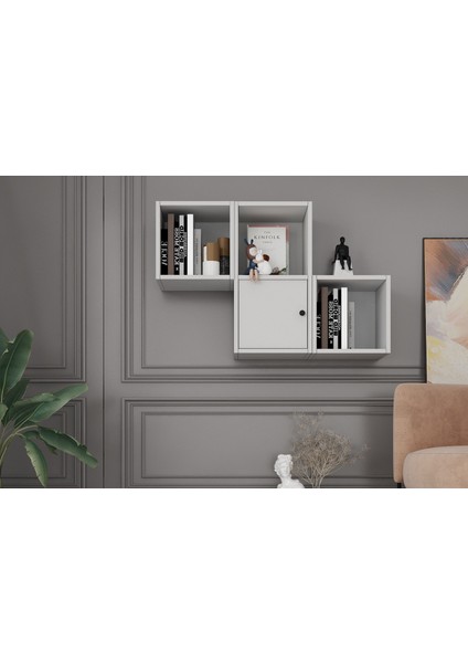 Kitaplikli Kapakli Duvar Rafi Beyaz 100 cm DVR-1032-Ç fiyatları