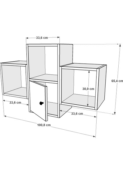 Kitaplikli Kapakli Duvar Rafi Beyaz 100 cm DVR-1032-Ç fırsatları