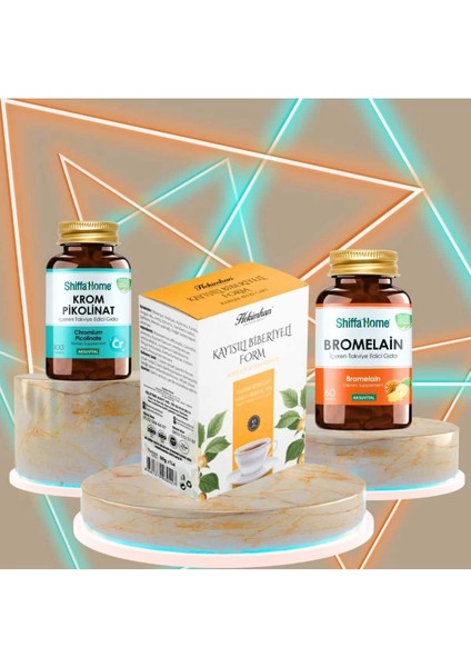 Form Set Krom Pikolinat + Kayısılı Biberiyeli Çay+ Bromelain