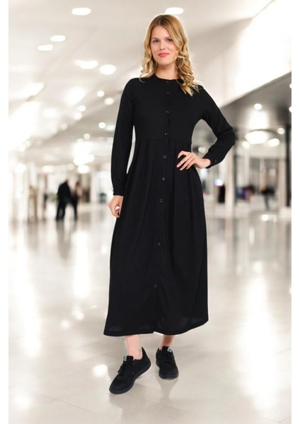 Günlük Tam Boy Tesettür Keten Elbise