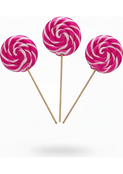Büyük Boy Sosyete Şeker 10 Adet Pembe 28 gr Lolipop Çocuk Doğum Günü