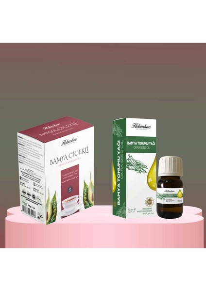 Bamya Çiçekli Bitki Çayı 40'lı ve Bamya Tohumu Yağı 50 ml