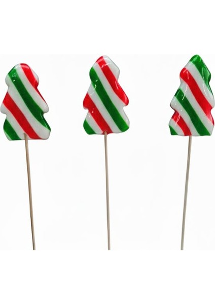 Yılbaşı Çam Ağacı Şeker 10 Adet Yeşil Kırmızı Beyaz Hediyelik Paketli